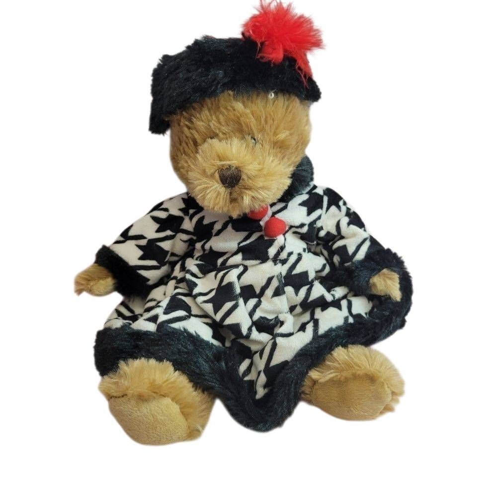 Bear with houndstooth plaid outfit 13"